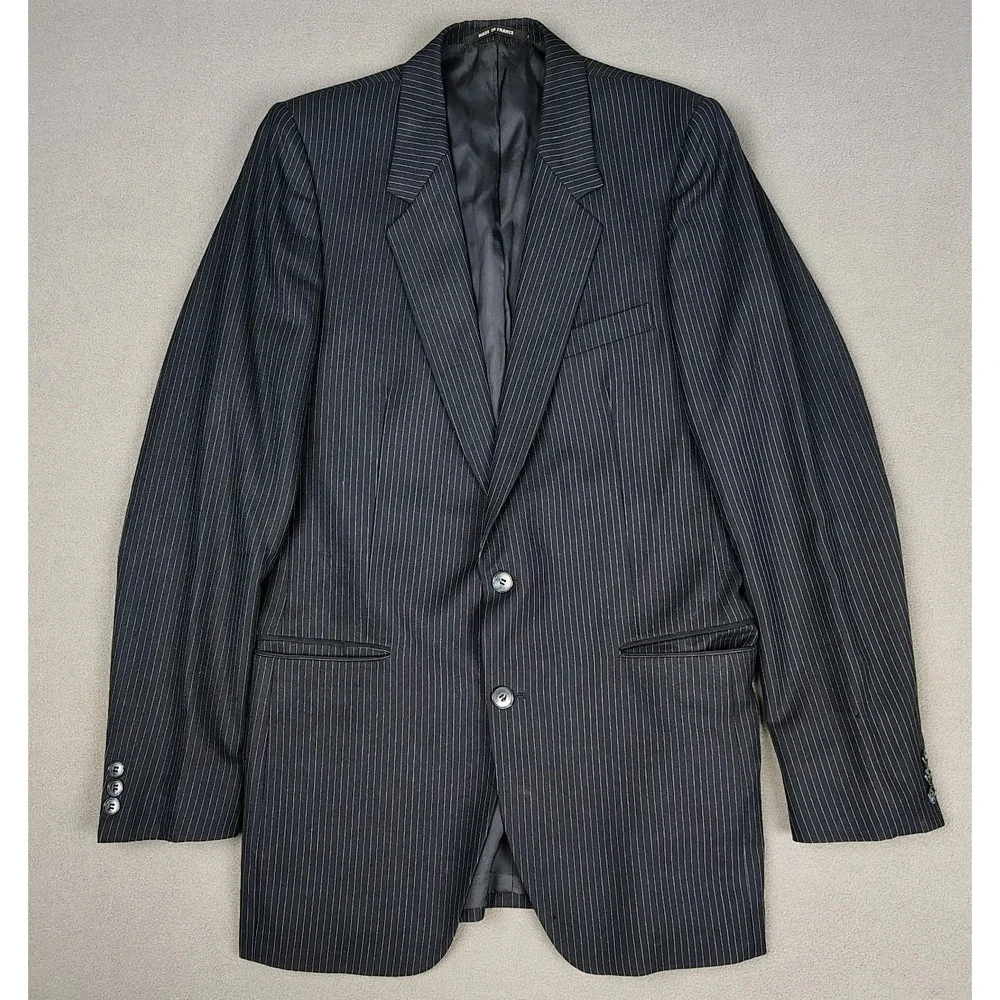 Yves Saint Laurent Blazer Men 36 Navy Pinstripe 2 Button Vented Classic Coat